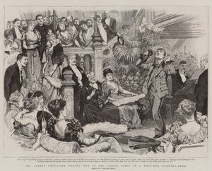 Mr Albert Chevalier che canta una delle sue canzoni Coster in un salotto del West-End da William Small